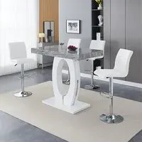 Halo Melange Bar Table with 4 Ripple Stools - White