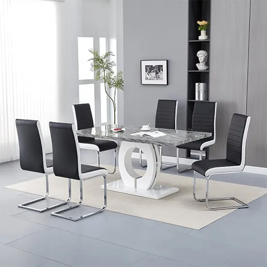 Halo Melange Dining Set with 6 Symphony Chairs - Black, MDF image