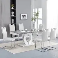 Halo Melange Dining Table with 6 Petra Chairs - White