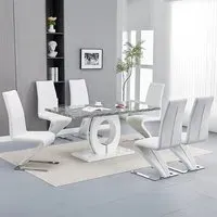 Halo Melange Rectangular Dining Set with 6 Chairs - White