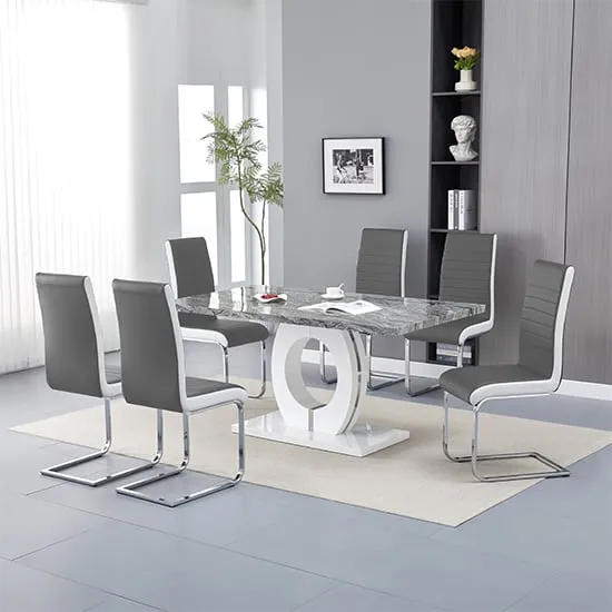 Halo Melange Rectangular Dining Set with 6 Symphony Chairs - Grey image