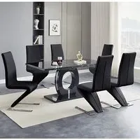 Halo Milano Effect Dining Table with 6 Demi Z Chairs - Black