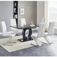 Halo Milano Effect Dining Table with 6 Demi Z Chairs - White