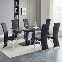 Halo Milano Effect Dining Table with 6 Ravenna Chairs - Black