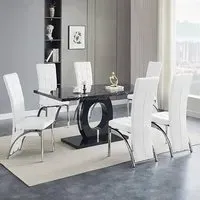 Halo Milano Effect Dining Table with 6 Ravenna Chairs - White