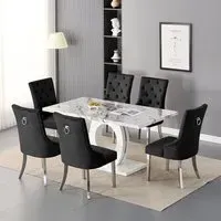 Halo Milo Dining Table with 6 Imperial Chairs - White, MDF