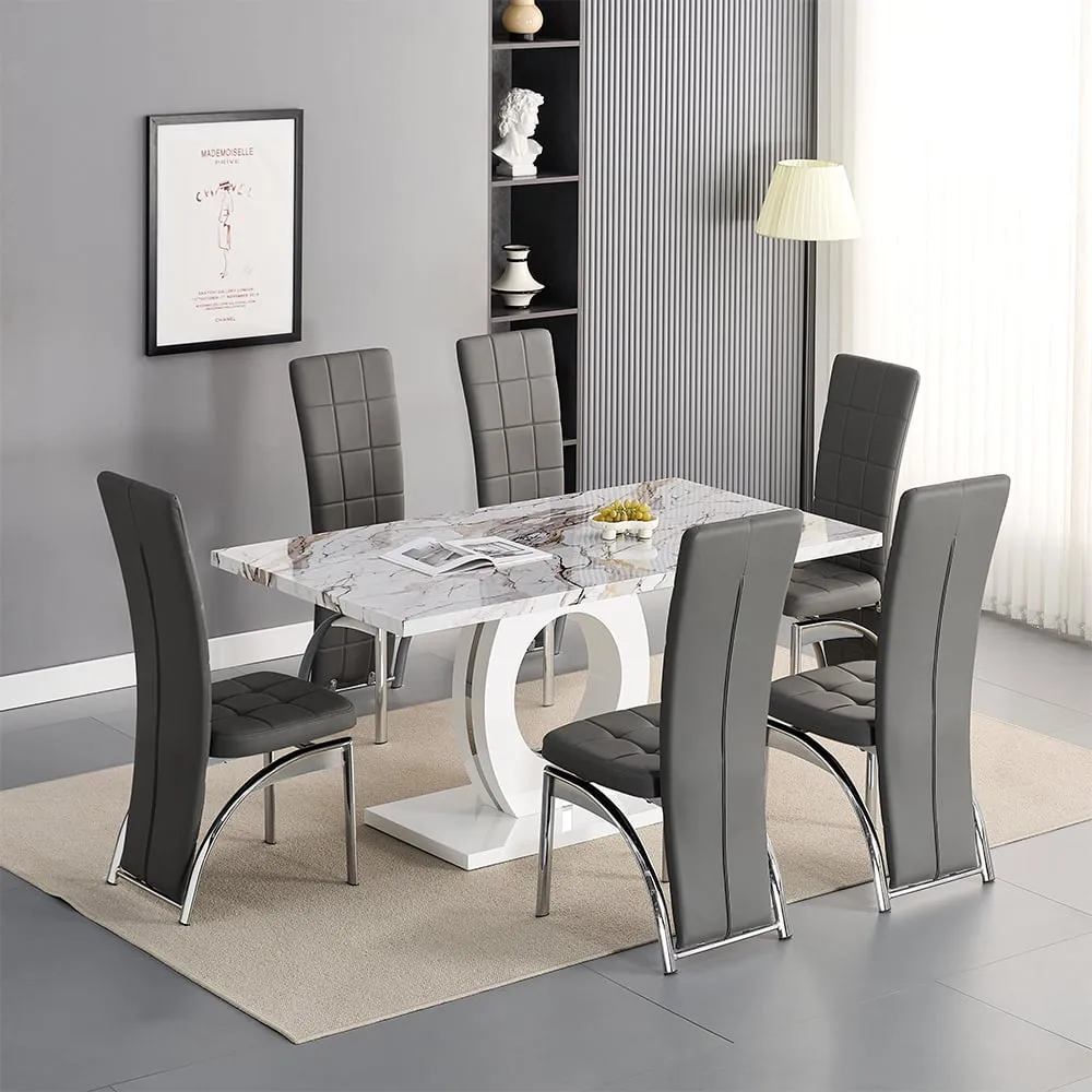 Halo Milo Dining Table with 6 Ravenna Chairs - Grey