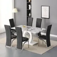 Halo Milo Dining Table with 6 Ravenna Chairs - White, MDF