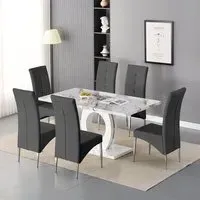 Halo Milo Dining Table with 6 Vesta Chairs - White, MDF