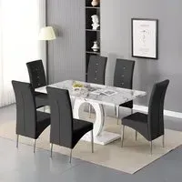 Halo Milo Dining Table with 6 Vesta Chairs - White, MDF