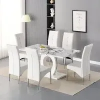 Halo Milo Dining Table with 6 Vesta Chairs - White, MDF