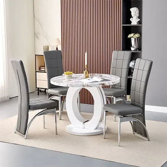 Halo Milo Round Dining Table with 4 Ravenna Chairs - Grey image