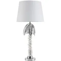 Halta Table Lamp with Chrome Base - White, Fabric