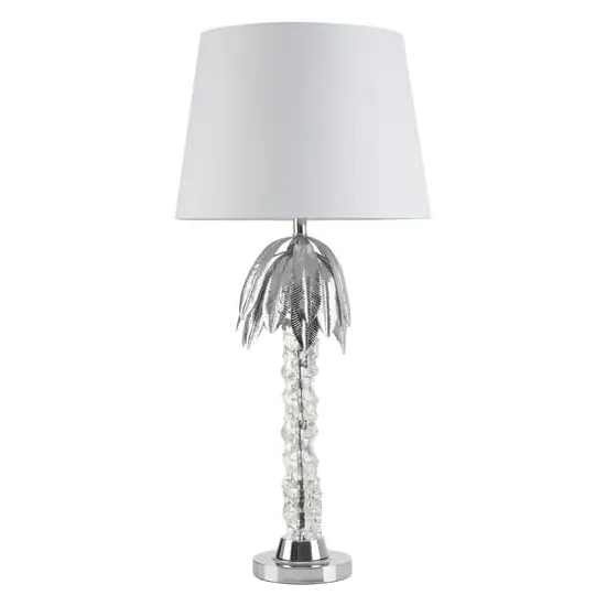 Halta Table Lamp with Chrome Base - White, Fabric image