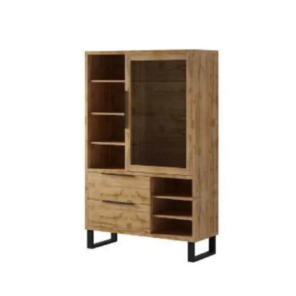Hamburg Display Cabinet with 1 Door - Wotan Oak
