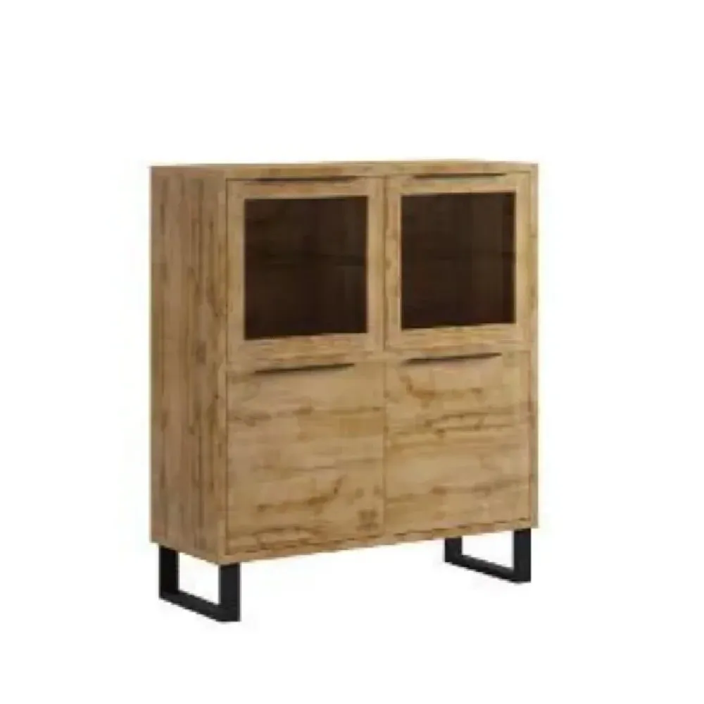 Hamburg Display Cabinet with 4 Doors - Wotan Oak