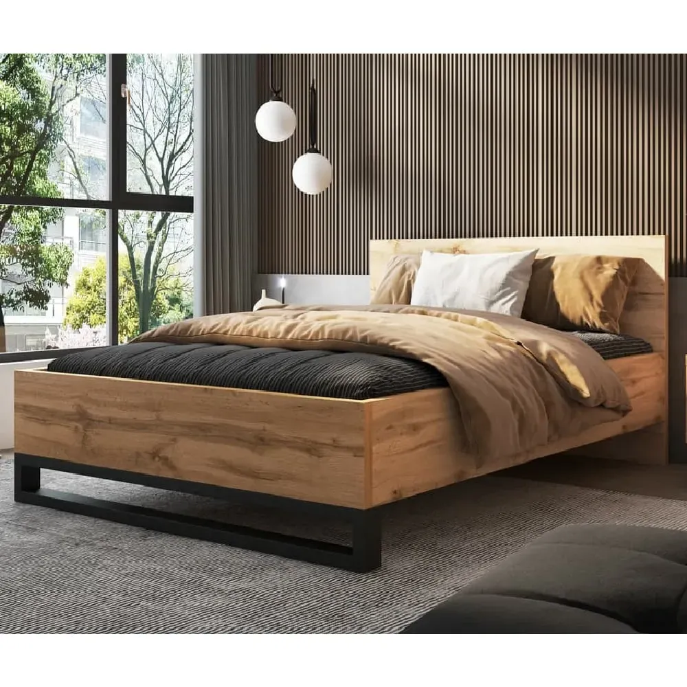 Hamburg Double Bed Frame - Wotan Oak