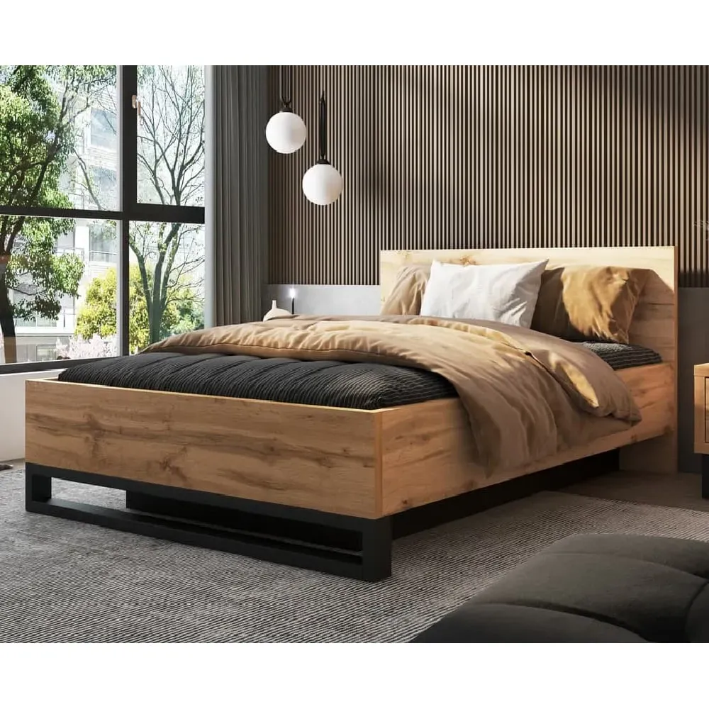 Hamburg Double Storage Ottoman Bed - Wotan Oak