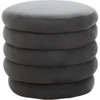 Hamburg Round Velvet Footstool - Graphite