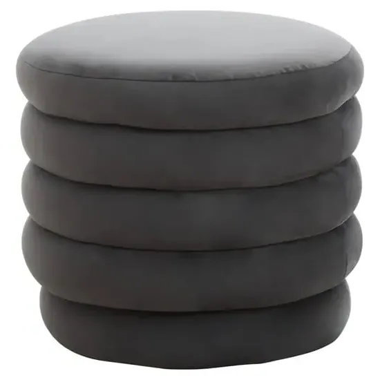 Hamburg Round Velvet Footstool - Graphite image