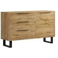 Hamburg Wooden Sideboard with 1 Door 3 Drawers - Wotan Oak