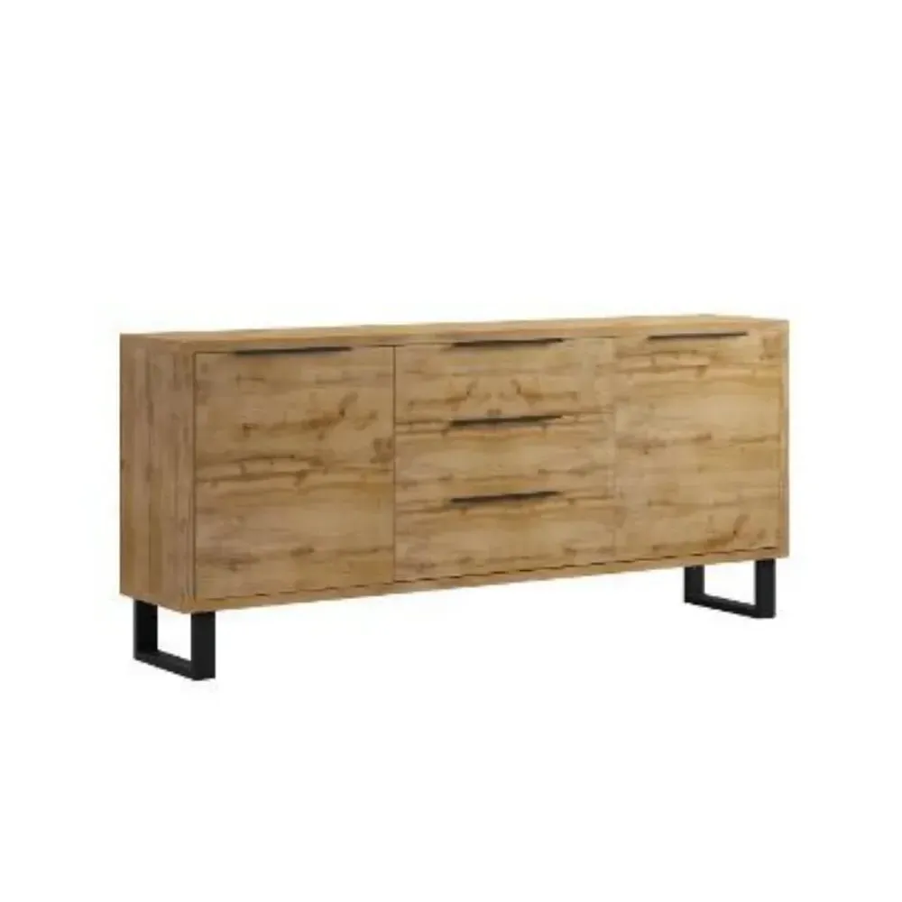 Hamburg Wooden Sideboard with 2 Doors 3 Drawers - Wotan Oak