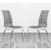 Hamden Dining Chairs Pair - Grey & White, Faux Leather alternate view