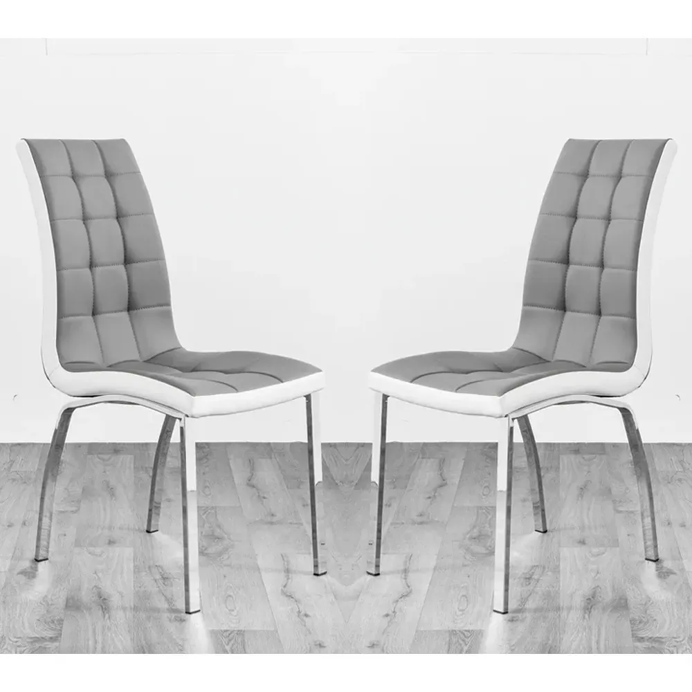Hamden Dining Chairs Pair - Grey & White, Faux Leather product
