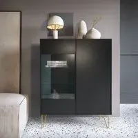 Hamden Display Cabinet with 2 Doors - Black