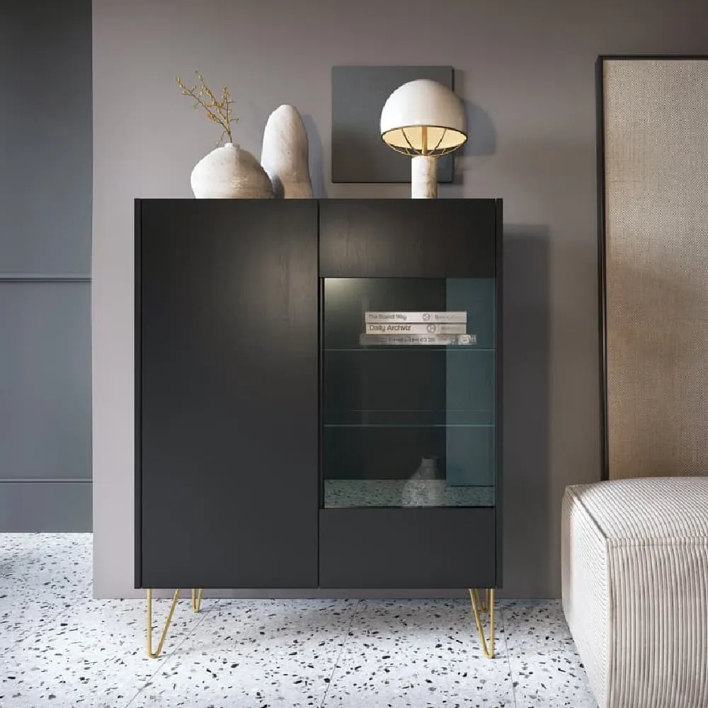 Hamden Display Cabinet with 2 Doors - Black