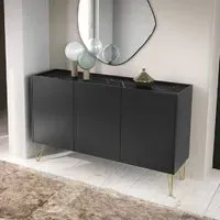 Hamden Wooden Sideboard with 3 Doors - Black