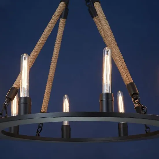 Hamel 8 Bulbs Chandelier Ceiling Light - Black, Iron