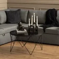 Hamel Round Coffee Table - Black, Smoked Glass