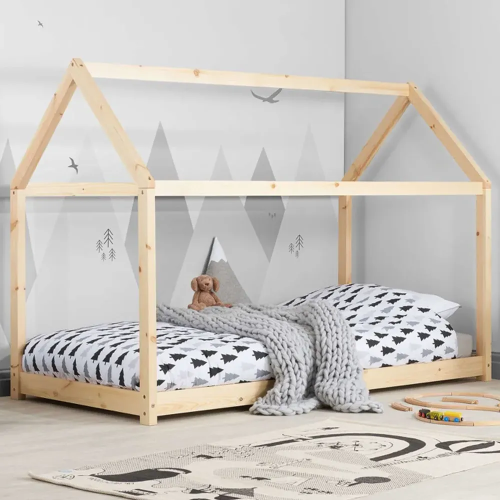 Hamel Single House Bed Frame - Natural, Wood