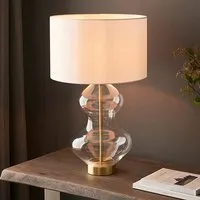 Hamel Touch Table Lamp with Shaped Glass Base - White