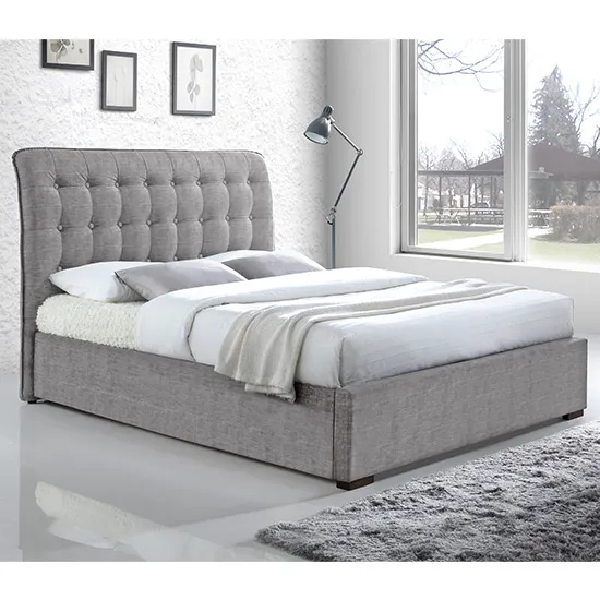 Hamilton Double Bed Frame - Light Grey, Fabric