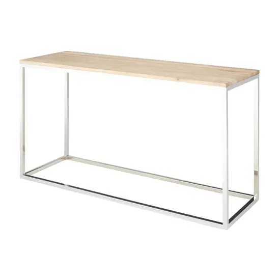 Hampro Console Table with Silver Frame - Natural, Oak Wood image