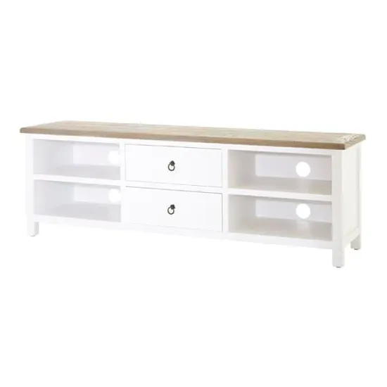 Hampro TV Stand with 2 Drawers - White, Oak image