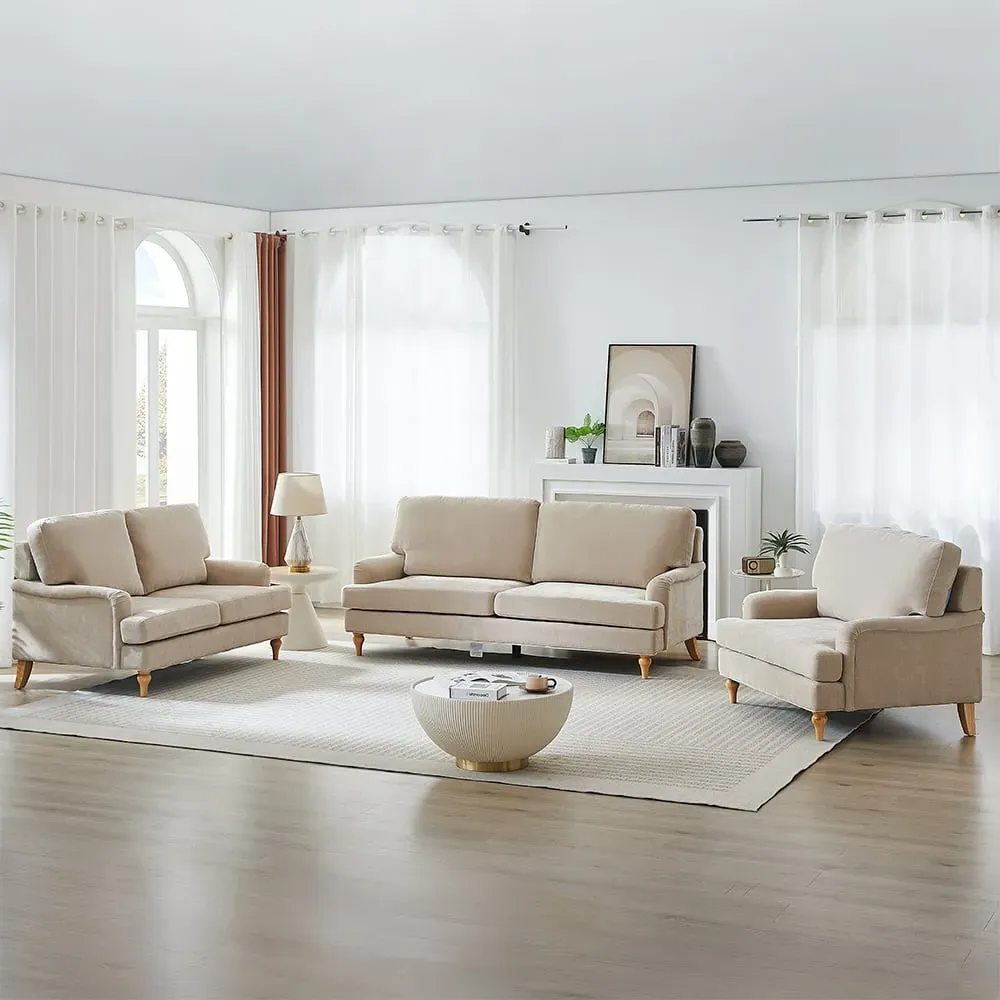 Hampshire 3+2+1 Seater Sofa Set - Stone, Fabric