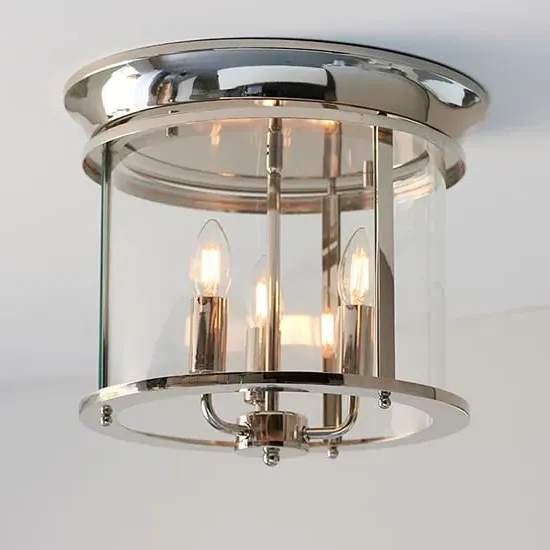 Hampworth 3 Light Ceiling Light - Clear, Bright Nickel image