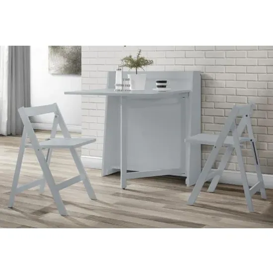 Hanaye Dining Table with 2 Folding Chairs - Grey, Rubberwood image