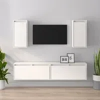 Hanayo Wall Entertainment Unit - White, Pinewood