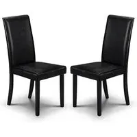 Haneul Dining Chair Pair - Black, Faux Leather