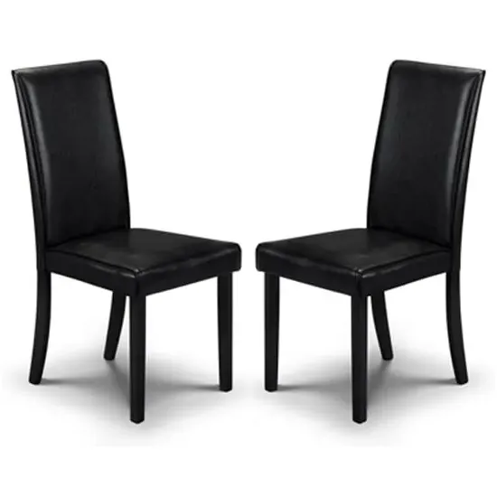 Haneul Dining Chair Pair - Black, Faux Leather image