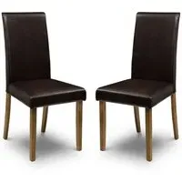 Haneul Dining Chair with Oak Legs, Set of 2 - Brown, Faux Leather alternate view