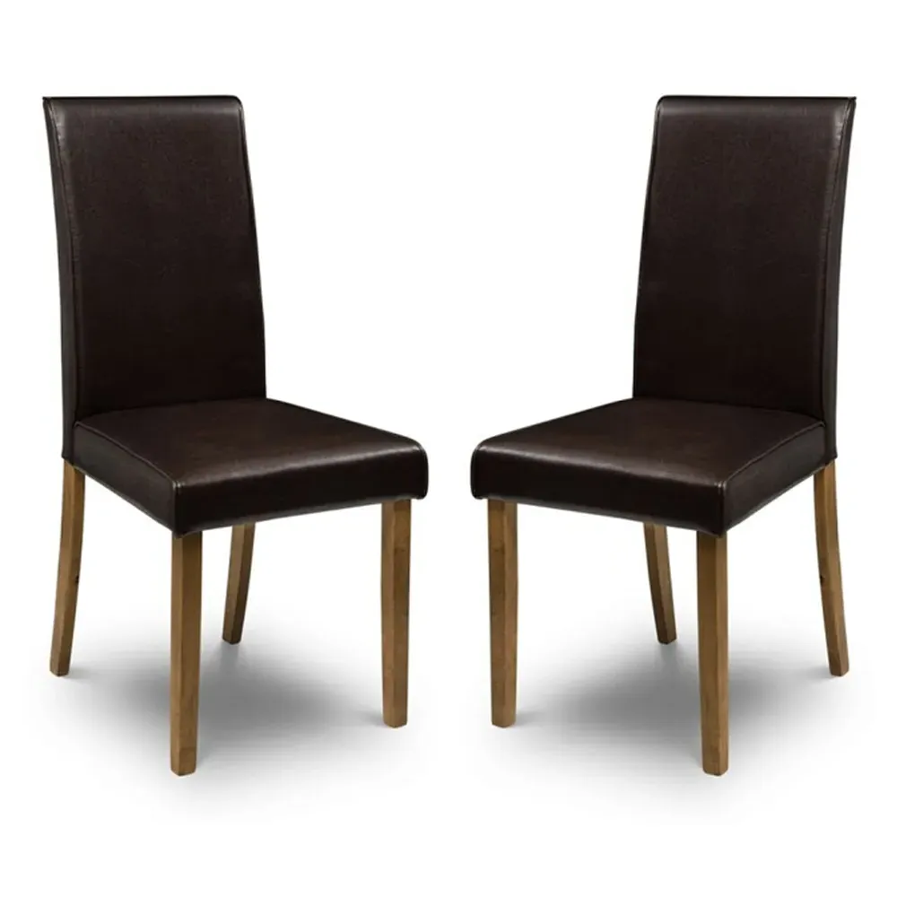 Haneul Dining Chair with Oak Legs, Set of 2 - Brown, Faux Leather product