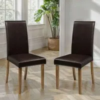 Haneul Dining Chairs (Set of 2) - Brown, Faux Leather alternate view