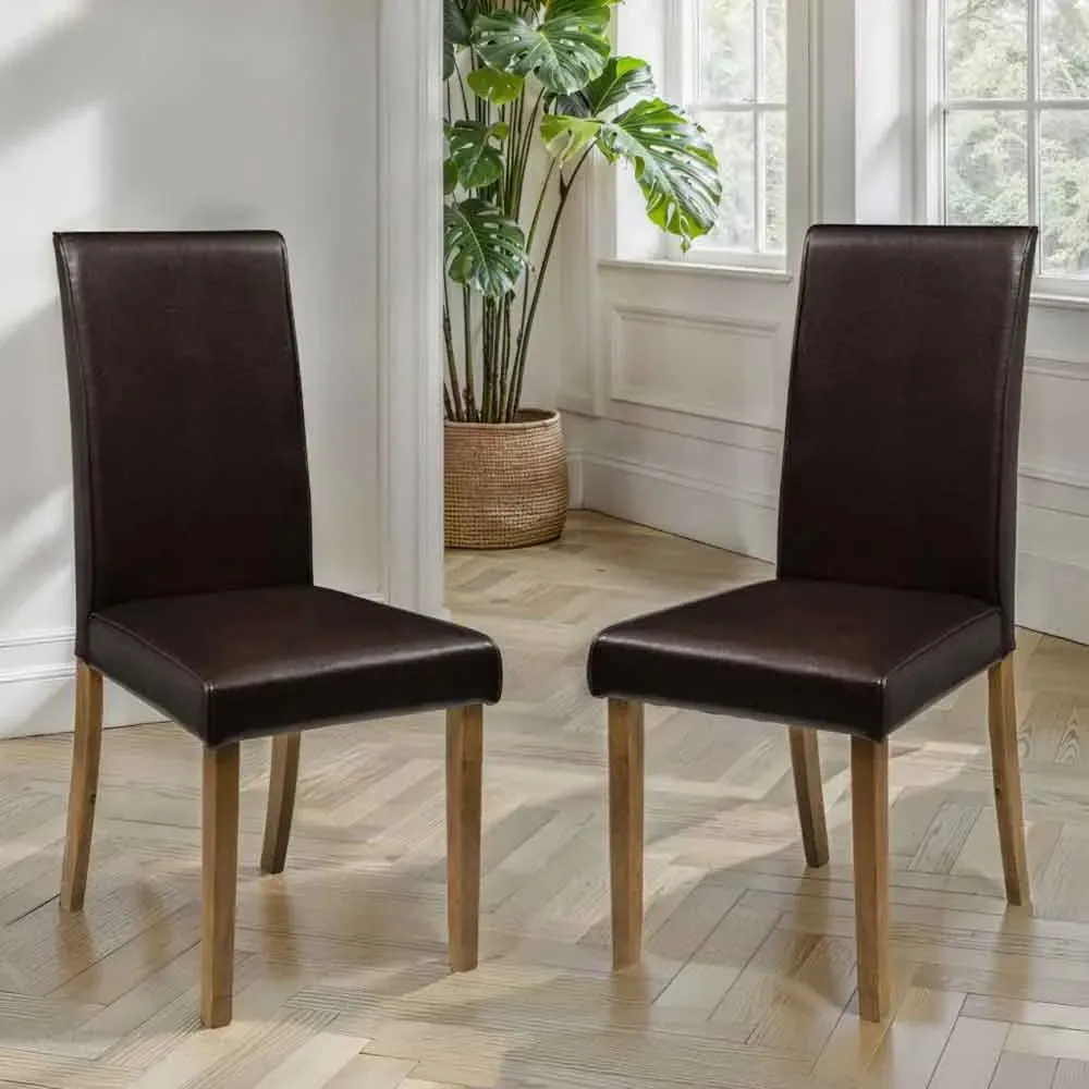 Haneul Dining Chairs (Set of 2) - Brown, Faux Leather product