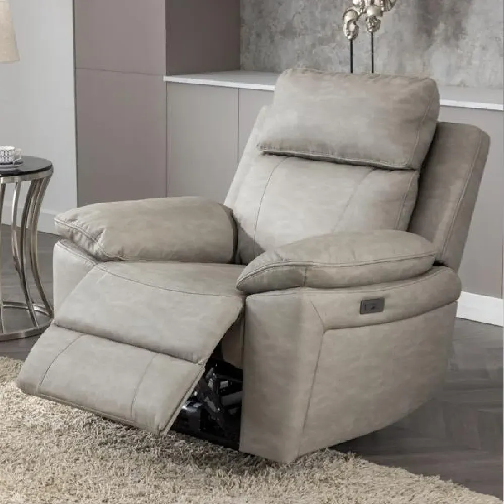 Hanford 1-Seater Electric Recliner Sofa - Silver, Fabric