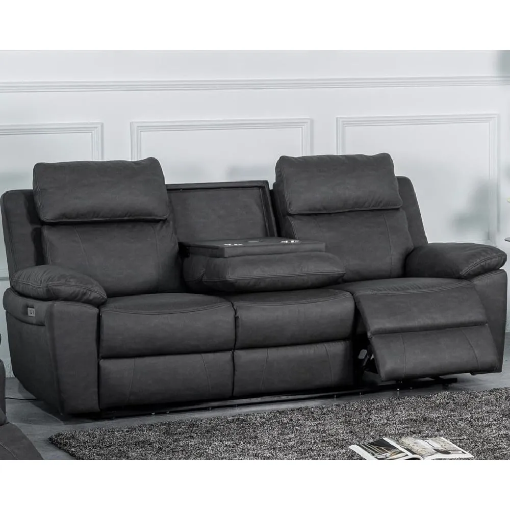 Hanford 3-Seater Electric Recliner Sofa - Grey, Fabric